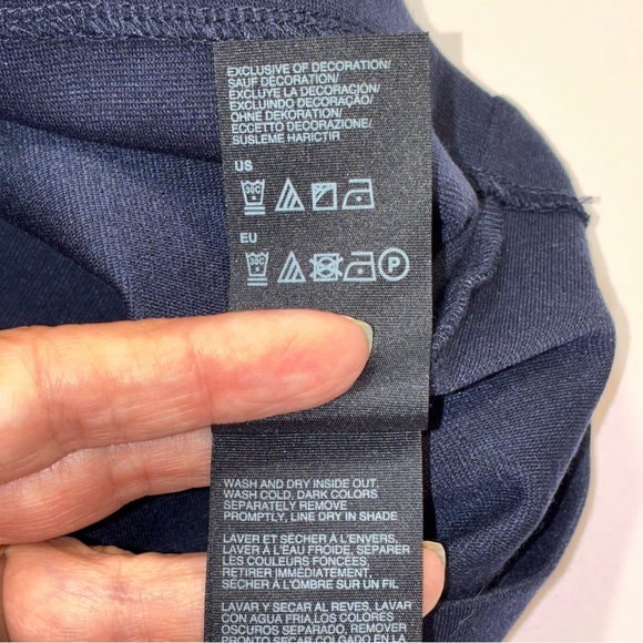 Tommy Hilfiger NWT Women’s 3/4 Sleeve Navy Dress Faux Wrap Leather Buckle Large - Picture 10 of 10